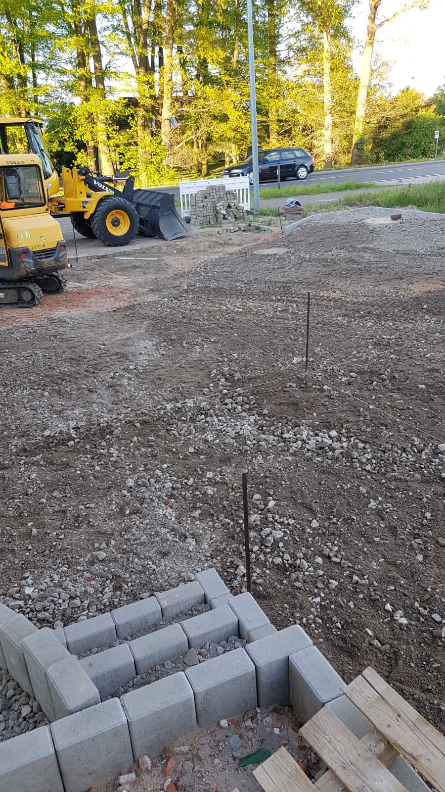 Untergrundvorbereitung für das Pflastern Untergrundvorbereitung für das Pflastern